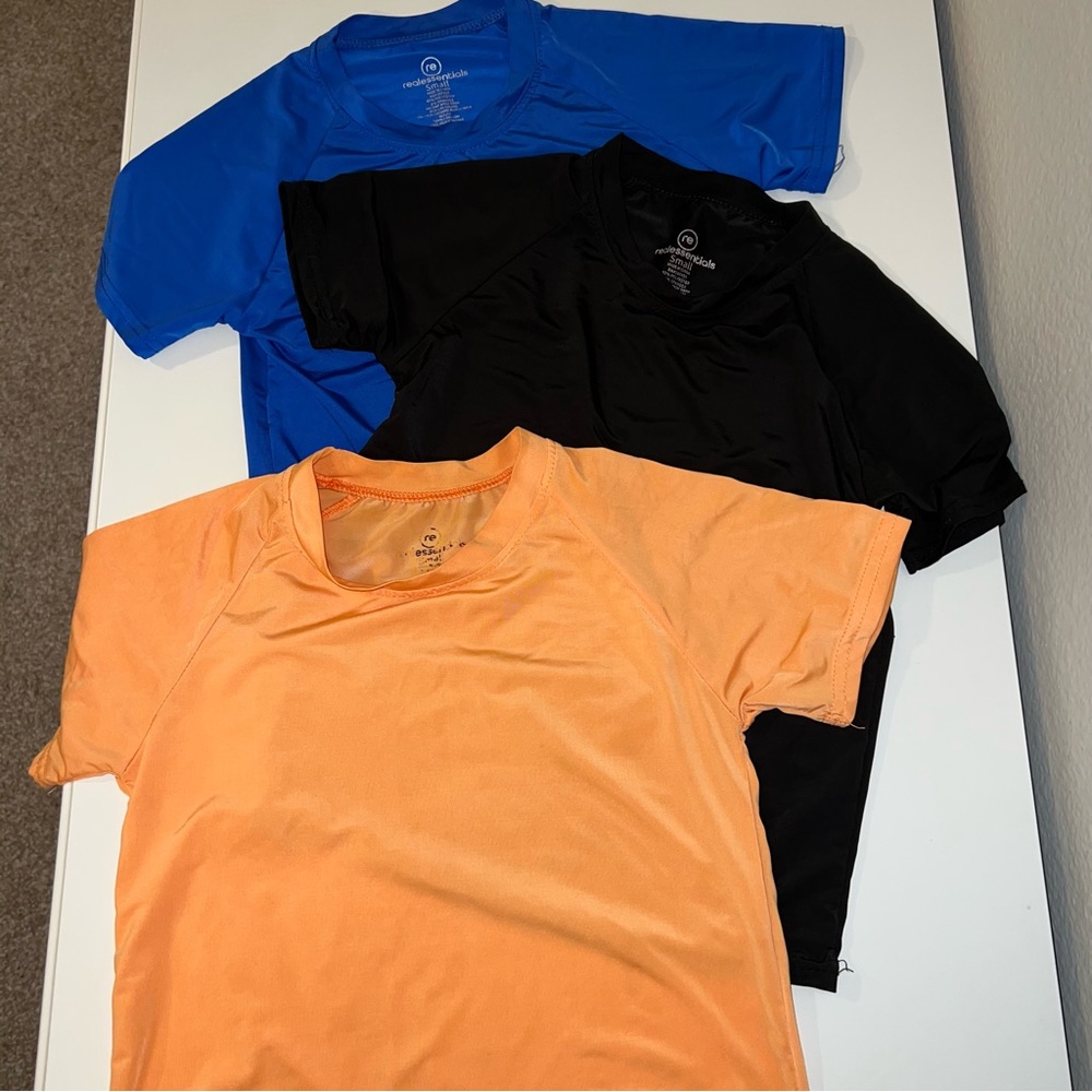 3 Pack Boys Short Sleeve Quick Dry UPF 50+ Sun Protection Rash Guard Shirt small